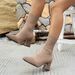 Slim Fit High Heels Ankle Boots For Women Knitted Pointed Toe Sock Boots Chunky Elastic Heel Single Boots For Autumn Winter_vogvips.com
