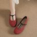 Cameido Women's Spring Retro T - Strap Mary Jane Flat Shoes_vogvips.com