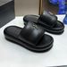 2026 Celebrity High Style Version Cross Flower Black Balloon Sandals Leather One-Word Slippers Thick Sole Height Increas_vogvips.com