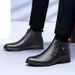 Men's Embossed Crocodile Chelsea Boots Pointed Middle Top Short Boots Wind Martin Boots Men's_vogvips.com