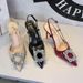 312-K118 European And American Style Fashion Rhinestone Hollow Stiletto High Heels Women Patent Leather Shiny Back Strap_vogvips.com