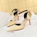 MTX 5196-1 Korean Style Sweet Women's Shoes Thin High Heel Shallow Mouth Pointed Toe Satin Hollow Back Bowknot Strap Sandals_vogvips.com