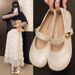 French Mary Jane Shoes White Single Shoes Women's Spring And Summer Evening Gentle Matching Skirt Flat-soled Small Leather Shoes_vogvips.com