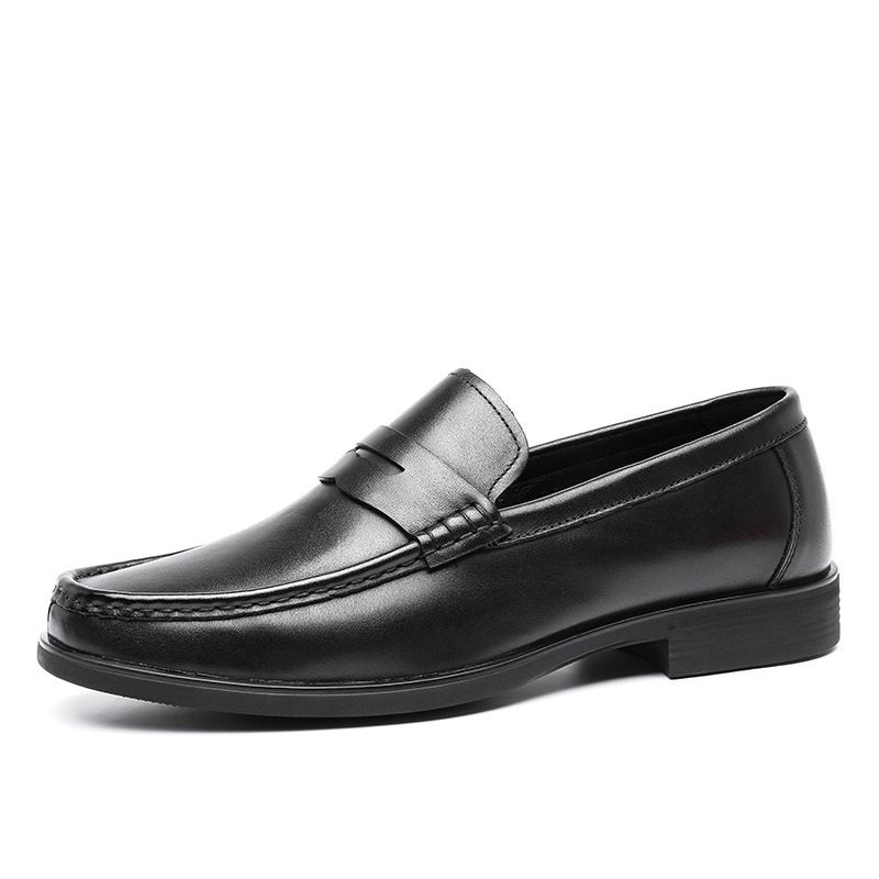Euro Step Professional Slip-On Leather Elegant Gentleman Loafers Men's Handmade Simple First Layer Cowhide Shoes_vogvips.com