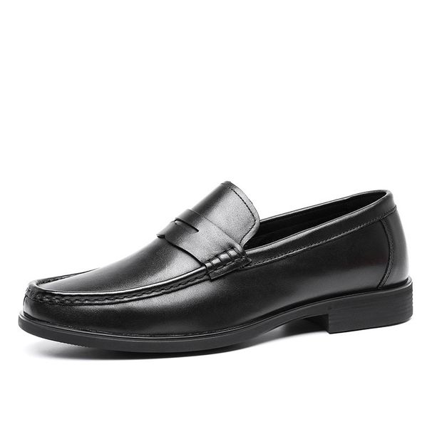 Euro Step Professional Slip-On Leather Elegant Gentleman Loafers Men's Handmade Simple First Layer Cowhide Shoes_vogvips.com