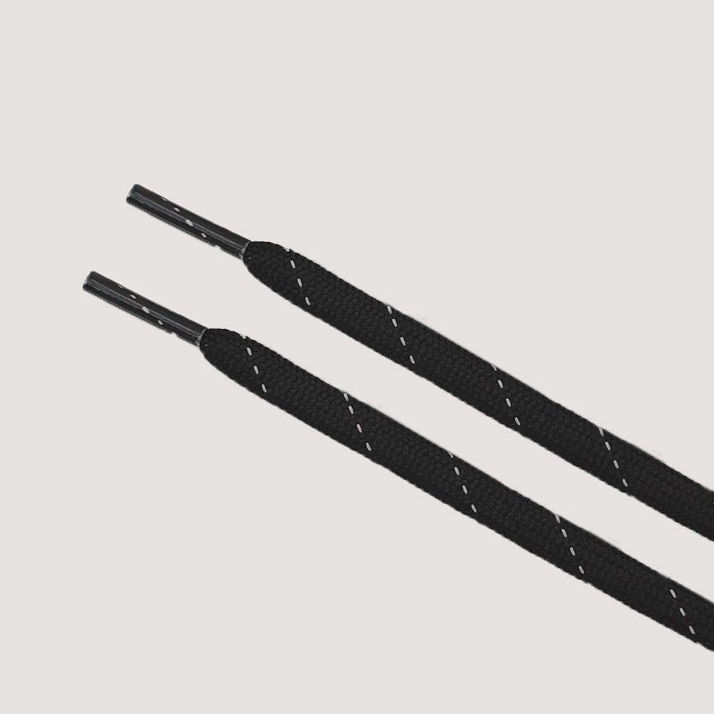 Reflective Flat Shoelaces - 6mm Width, 100/120/140cm Length, Durable & Stylish For Sneakers, Boots & Casual Shoes (Black/White/Grey)_vogvips.com