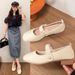 Foreign Trade Thick Heel Not Tired Feet Pearl Fashion Shoes Spring And Autumn Women's Shoes Bow One Pedal Single Shoes_vogvips.com