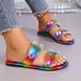 Summer New Flat Sandals For Women, Fashion Iridescent Gradient One-Strap Sandals, Internet-Famous Versatile Beach Shoes_vogvips.com