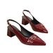 Pointy back strap bag head back empty women's sandals new chunky fashion high heels_vogvips.com
