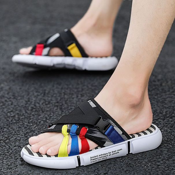Slippers In Summer, Anti-skid, One Word Slipper, China-Chic Outdoor, Cool, Trawl, Red Ins, Beach Shoes, Men's Shoes_vogvips.com