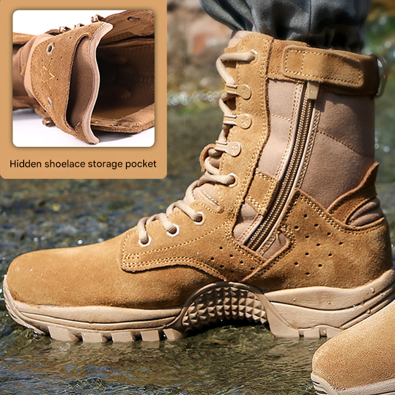 European Warm Series New Training For Men, Zipper, Ultra-light, Breathable, Waterproof, Hiking Desert Boots, High-top, Puncture-resistant,_vogvips.com
