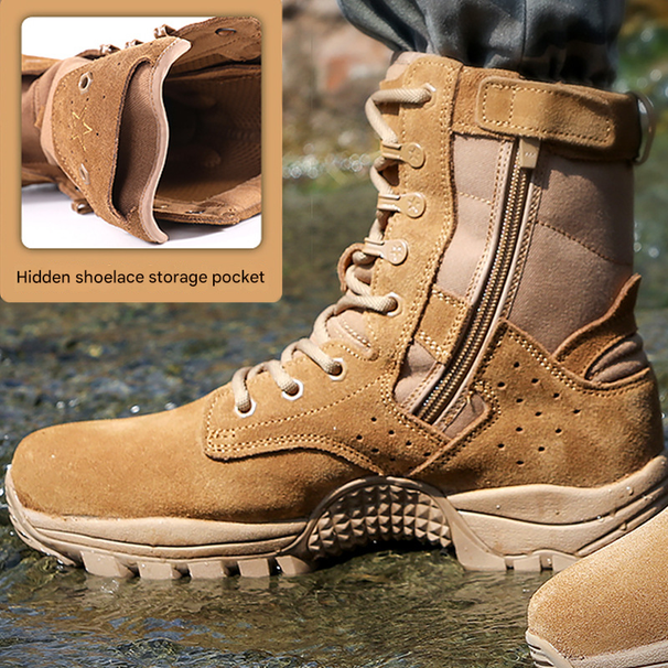 European Warm Series New Training For Men, Zipper, Ultra-light, Breathable, Waterproof, Hiking Desert Boots, High-top, Puncture-resistant,_vogvips.com