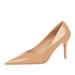 9511-A6 European And American Style Fashion Simple Thin Heel Glossy Patent Leather Shallow Mouth Pointed Toe Women's_vogvips.com