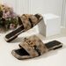 New Square Head Thick-soled Metal Buttons Outside To Wear A Line Flip-flops Woman_vogvips.com