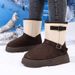 Grape Mom's Style, In Stock~ New Retro Motorcycle Buckle Round Toe Thick Sole Mid Calf Ankle Boots For Autumn And Winter Women_vogvips.com