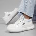 Invisible Heightening Thick-soled Casual Board Shoes Men's Shoes Muffin Bottom Casual Round Head White Shoes_vogvips.com