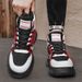 Men's Classic Leather Martin Boots With Anti-Slip Sole, Round Toe & Casual Lace-Up Design For Everyday Wear (Black/Red, Black/White, Milan)_vogvips.com