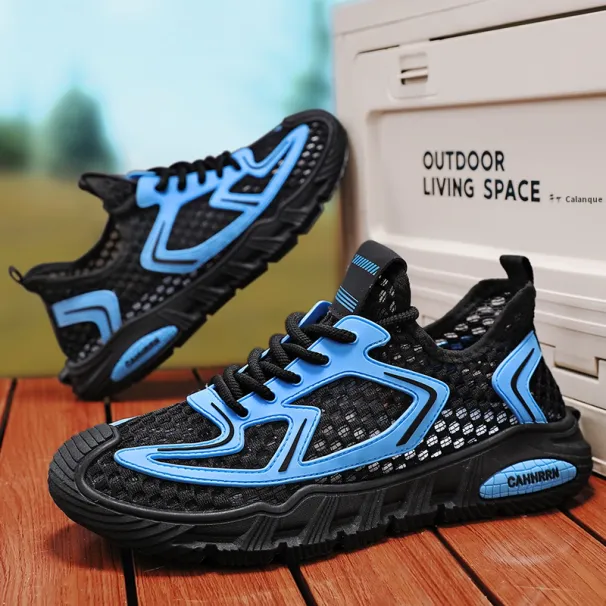 Men’s Lightweight Mesh Sneakers For Spring Summer Autumn – Breathable Low-Top Sports Style With Flat Heel And Round Toe_vogvips.com