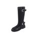 Cowhide Version Buckle Locomotive Boots Long Boots Women's Thick Heel Round Head Splicing Western Boots Pleated Stacking Boots Knight Boots_vogvips.com