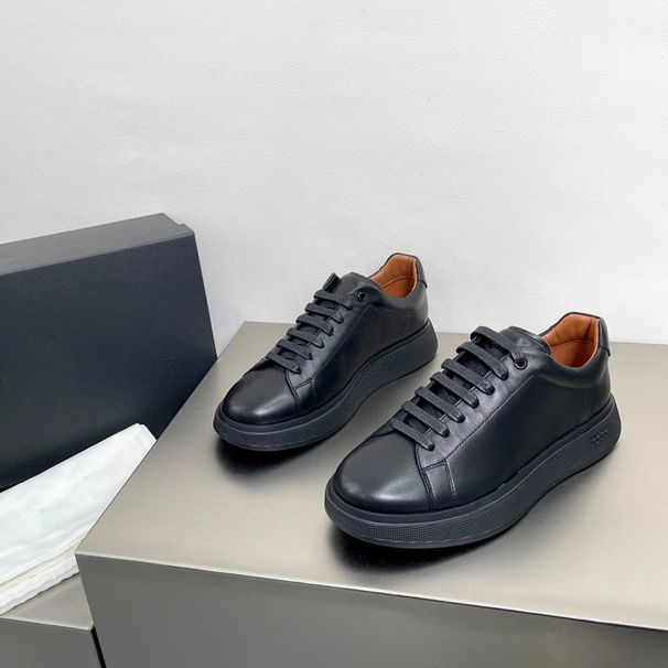 Aiguwa Genuine Leather Sports Business Casual Thick Sole Height Increasing Men's Sneakers Low Top Lace-up Solid Color_vogvips.com