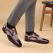 HPIOPL Men's Brogue Loafers - Classic Houndstooth Pattern, Breathable Casual Dress Shoes For Business & Leisure_vogvips.com