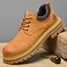Men's Low-Cut Chunky Sole Casual Martin Boots - Vintage Workwear Style - Breathable Pigskin Leather - Slip-Resistant Rubber Outsole - Lace-Up Design_vogvips.com