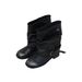 Women's 2025 New Style Cowhide Oversized Pleated Slouch Boots, Western Cowboy Boots, Riding Boots, Chunky Heel Ankle Boots_vogvips.com
