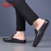 YRZL Summer Slip On Half Shoes For Men Leather Slippers Casual Breathable Comfy Loafers Moccasins Brown Black Beige_vogvips.com