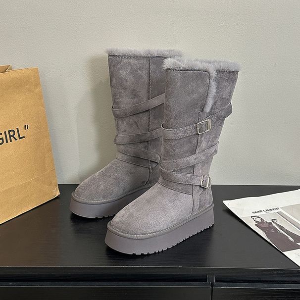 Long Tube Velvet Thickened Thermal High Boots Large Cotton Shoes Women's Thick-soled Snow Boots_vogvips.com