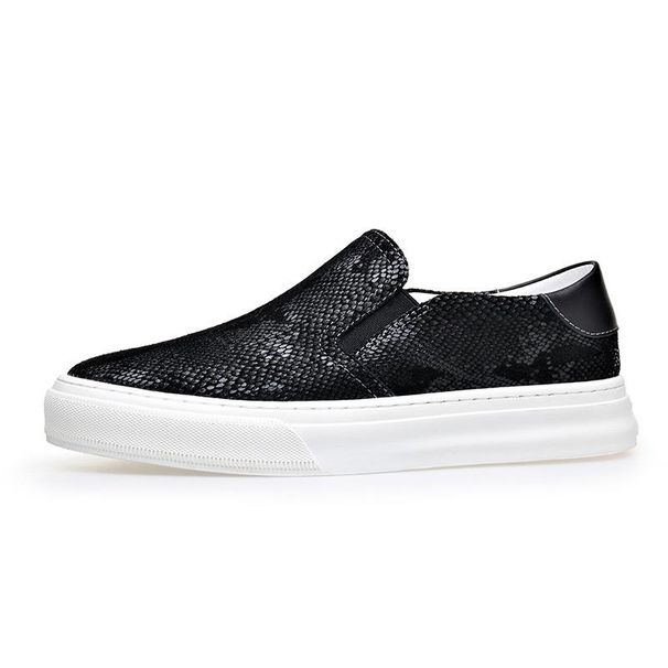 FashionSummer Breathable Board Shoes For Men Fashion Causal Black Cow Suede Loafers Male Black Leather Men's Platform Shoe_vogvips.com