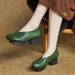 MTX 2025 Spring New Handmade Pointed Toe Genuine Leather Comfortable Chunky Mid Heel Thickened Waterproof Platform_vogvips.com