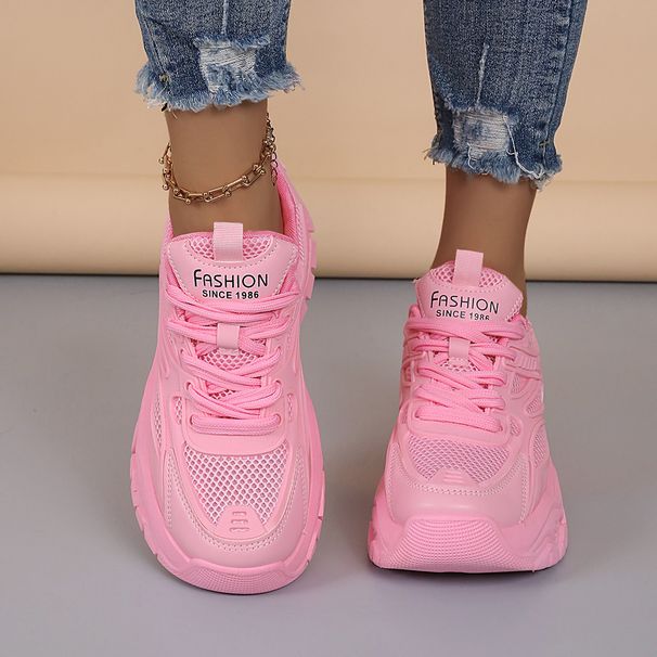2024 Dad Mesh Breathable White Thick Sole Height Increasing Casual Export Large Size Sports Women's Shoes_vogvips.com