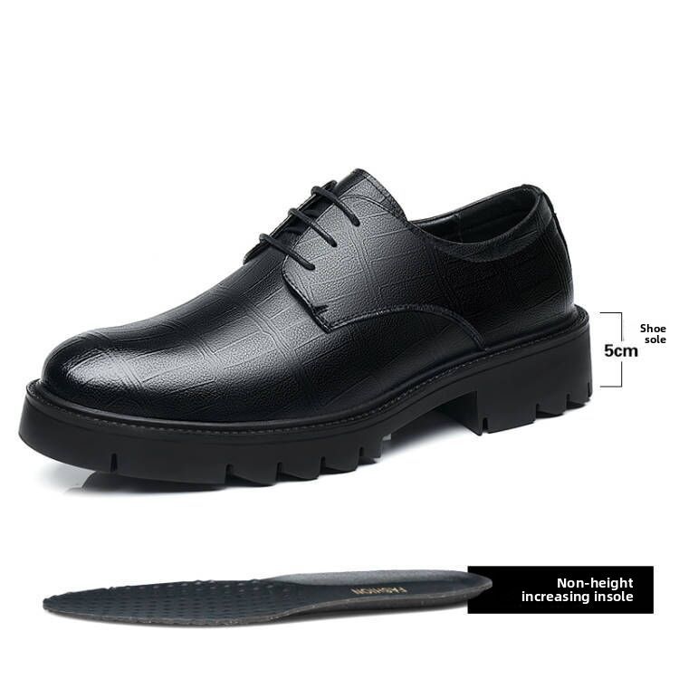 Elevated Dress Shoes For Men 5cm Height Increasing Leather Low-cut Formal Footwear_vogvips.com