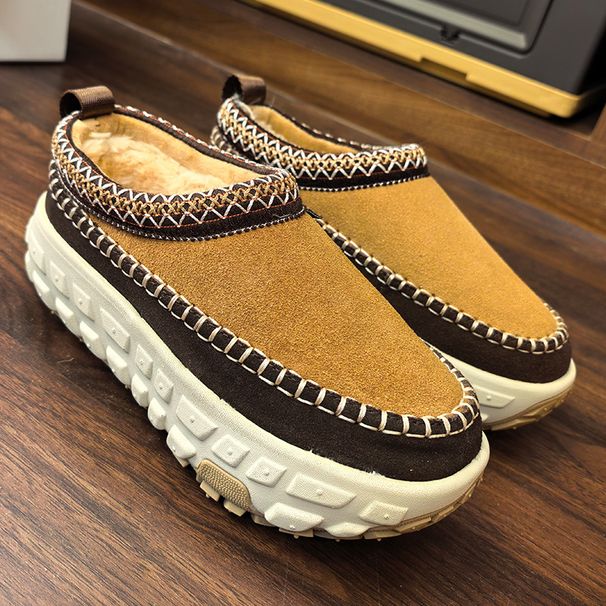 2025 Autumn New Style Tire Genuine Leather Loafers For Women, Platform Thick Sole Slip-On Lazy Shoes_vogvips.com