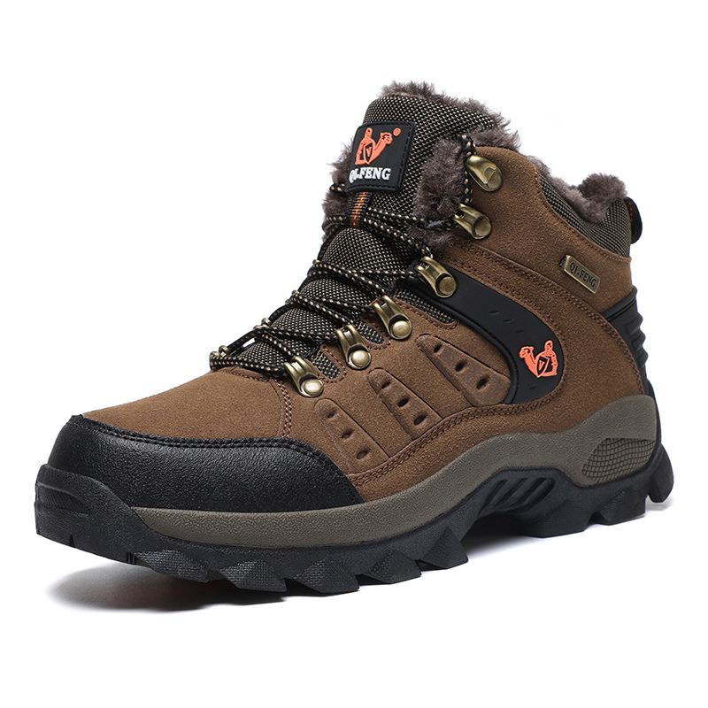 Winter Snow Boots Women High-top Outdoor Warm Thick-soled Solid-color Outdoor Shoes Men Wear-resistant Casual Ankle Boots Men_vogvips.com