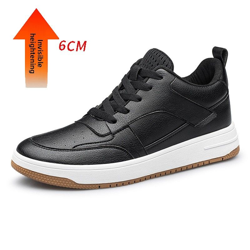 Men's Height-increasing Leather Shoes, Breathable Board Shoes, Boys' White Shoes, Students' Sports And Leisure_vogvips.com