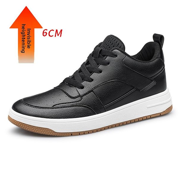 Men's Height-increasing Leather Shoes, Breathable Board Shoes, Boys' White Shoes, Students' Sports And Leisure_vogvips.com
