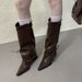 French-Style Niche Design Women's 2026 New Model, Pointed Toe, Wedge Heel, Stacked Long Boots, Slimming Knight Boots_vogvips.com