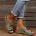 New Model : Large Size Retro Stitched Non-slip Round-toe Wedge Casual Slide Sandals For_vogvips.com