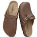 Kidmi New Men Sandals Vegan Leather Cork Insole Potato Shoes Unisex Adjustable Buckle Slip-On Clogs With Arch Support_vogvips.com