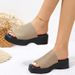 Women's Large Size Wedge Slippers European And American Style One Line Design Thick Soled Comfortable Foreign Trade Slippers_vogvips.com