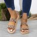 Vintage Large Size Woven Sandals Women Round Head Casual Slip-on Sandals_vogvips.com
