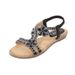 Women's Hollow Bohemian Style Flat Sandals Comfortable Rhinestone Summer Shoes Plus Size_vogvips.com