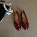 Chuyuji Rivet Fashion Shallow Flat For Women, French Bowknot Slip-On Versatile Evening Shoes_vogvips.com