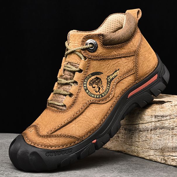 New high-top cotton-padded shoes men's shoes high-top fleece-lined warm leather shoes outdoor sports waterproof casual shoes non-slip hiking shoes_vogvips.com