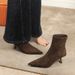 2738-1 French Classic Retro Style Suede Pointed Toe Slim Single Thin Mid Heel Versatile Melard Short Boots For Women_vogvips.com
