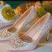 Crystal High Heels Women's Wedding Bridal Shoes Summer New Mid Heel PU Material Pointed Toe Dress Shoe_vogvips.com