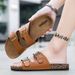 Bebealy Men's Slippers Summer Retro Open-toe Slippers With Double Duckles Fashion Outdoor Couple Slippers Injection Molded Shoes_vogvips.com