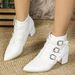 326-89 Fashion Pointed Coarse Heel Warm And Elegant Highlighting Denim Women's Boots_vogvips.com