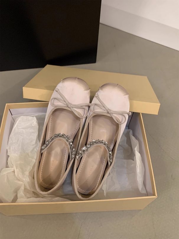 Pink Ballet Flats With Hidden Wedge For Women, 2024 New French Style, Spring And Autumn Mary Jane Gentle Evening Shoes_vogvips.com